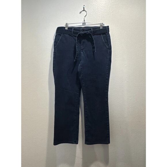 NYDJ Women’s Size 10 Marilyn Straight Belted Cropped Jeans Dark Wash - Picture 1 of 11
